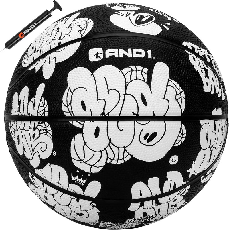 And1 Toss Up Basketball : Youth Sized Rubber Streetball for Indoor and Outdoor Use, Deep Channel Construction and Durability, Includes 10” Pump - Image 1